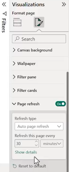Power BI Page Refresh settings